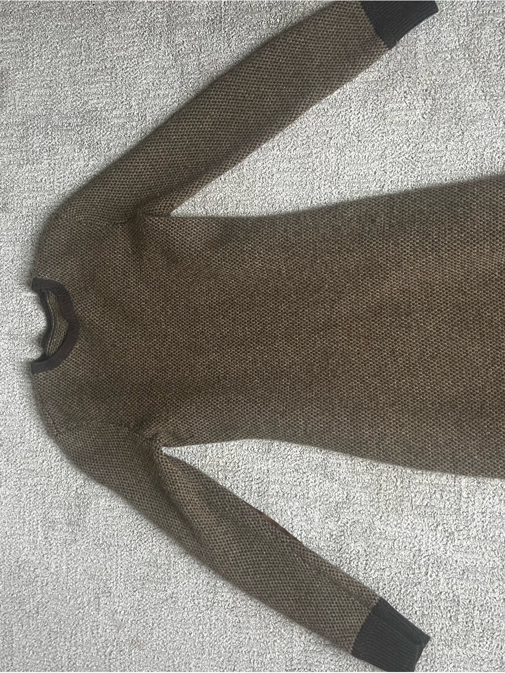 Ralph Lauren Brown Long-Sleeve Knit Dress with Dark Trim